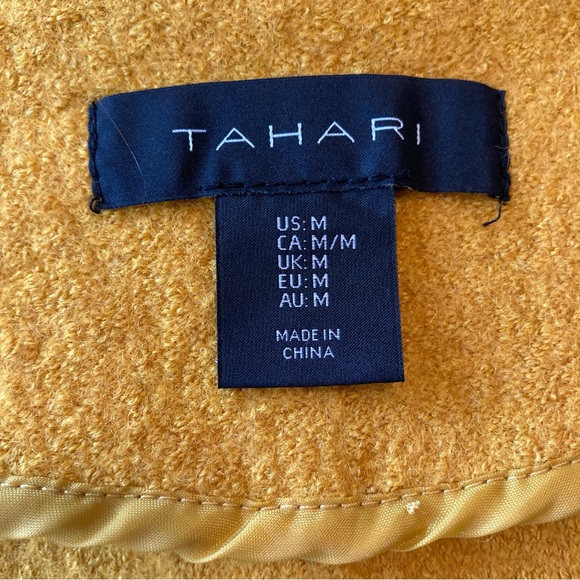 TAHARI Wool Open Front Long spring Coat Size M Mustard Yellow NWOT CL3 RN75343 - Picture 7 of 11